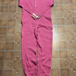 NWT Roots Cabin Long John Onesie | Carmine Rose | Kids XL fits Women XS/S